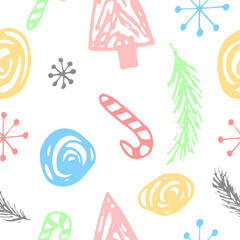 Fototapeta na wymiar Seamless vector hand draw pattern, Merry Christmas and happy New Year pattern