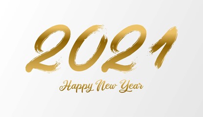 2021 design template for new year Gold. Brush and ink lettering