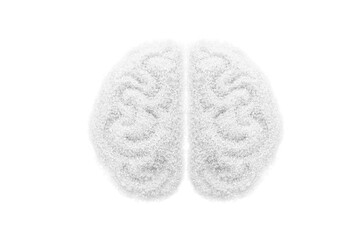White sugar of the shape of a human brain isolated on white background
