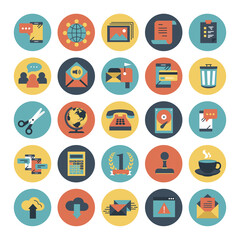 Business, management, finances and technology icon set for website and mobile applications. Flat vector illustration	
