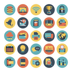 Business, management, finances and technology icon set for website and mobile applications. Flat vector illustration	