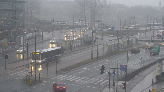 Time lapse video of road traffic in European city in 4k 