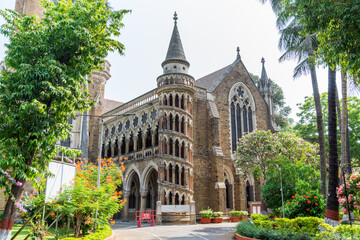 Buildings of at the campus of the University of Mumbai (University of Bombay),  one of the first state universities of India and the oldest in Maharashtra. - obrazy, fototapety, plakaty