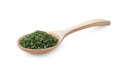 Dried parsley on white background