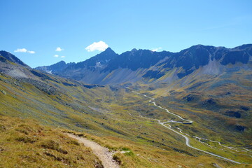 Furka pass mountain road in Switzerland, Europe