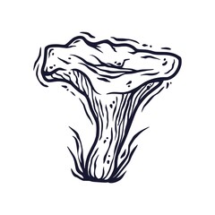 Obraz premium Monochrome element of oyster. Seasonal autumn vector illustration of mushroom for any kinds of design or vegan menu