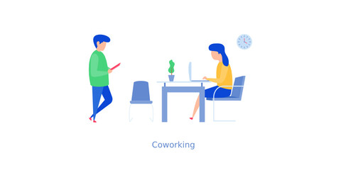 Coworking Flat Illustration 