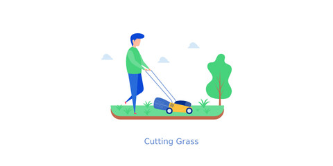 Cutting Grass Illustration 
