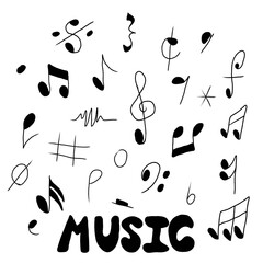 music note doodle of hand drawn isolated on white background - 395763777