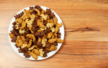 dry breakfast for children on a plate