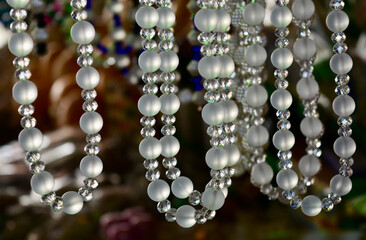 hanging necklace black and white photo