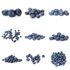 Group of fresh blueberries isolated on white background . full depth of field