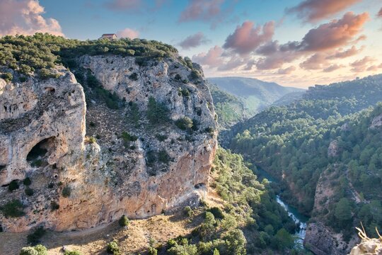 Serrania of Cuenca, Jucar river and Villalba cut seen from the viewpoint of Ventano del Diablo