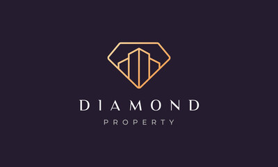 Fototapeta premium Simple apartment diamond logo in a modern and luxury style