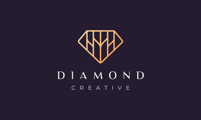creative abstract diamond logo in modern and luxury style with gold color