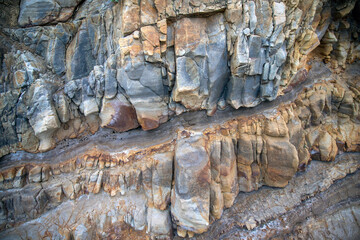 The close-up relief of the rocks