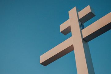 Crucifixion against the sky. High thought of being.