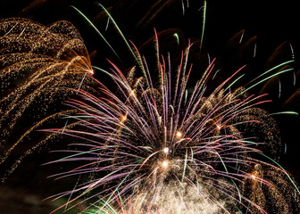 Beautiful fireworks in night sky for New Year