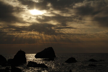 Fototapeta na wymiar Sunset at sea in Palma de Mallorca
