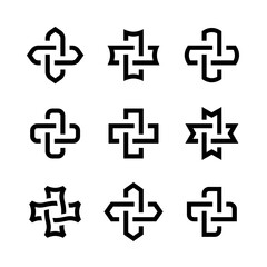 Obraz premium Set of Logo Icons for Business Cards. Complex Geometric Contemporary Elements. Abstract Shape Geometric Ornaments Isolated on White Background