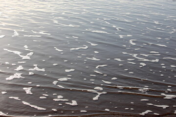 A photograph of water texture on a sandy beach