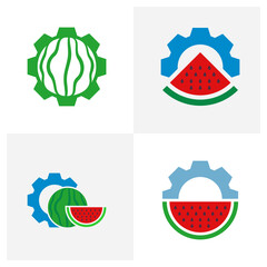 Set of Gear Watermelon logo vector template, Creative Watermelon logo design concepts