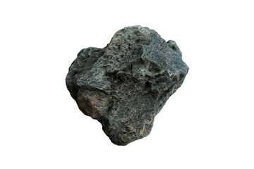 Basalt rock specimen isolated on white background.