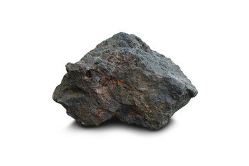 Hematite iron ore stone isolated on white background.