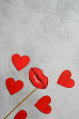 Fototapeta premium creative Valentine's day background decor heart shape and lips