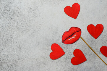 creative Valentine's day background decor heart shape and lips