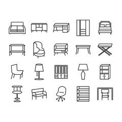icon computer set business symbol office design illustration icons home network sign interior internet technology laptop web isolated furniture white vector chair desk