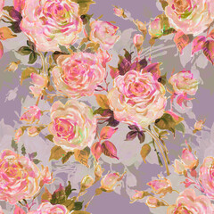 Seamless pattern bouquet of bright roses