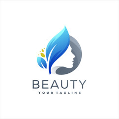 beauty lady gradient logo design