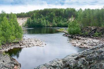 Karelia. The volcano Girvas channel Pioneer.