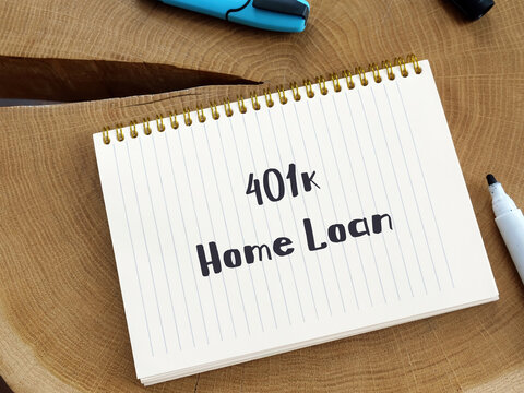 Business Concept About 401k Home Loan With Sign On The Page.