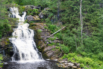 The highest waterfall in Karelia - waterfall "white bridges"