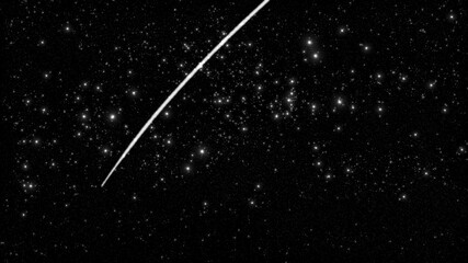 モノクロの流れ星と満天の星空