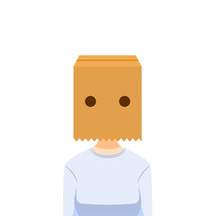A couple with box on the head. Isolated Vector Illustration