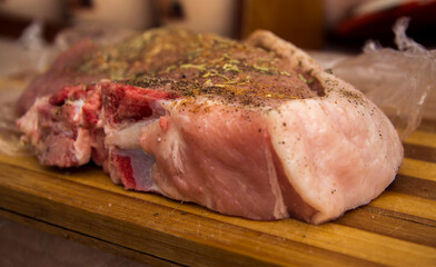 Raw big fresh piece of steack on the cooking board