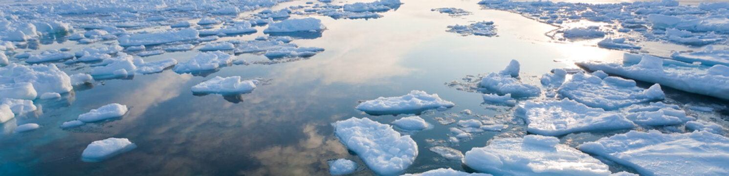 Sea ice at sunset - background banner images
