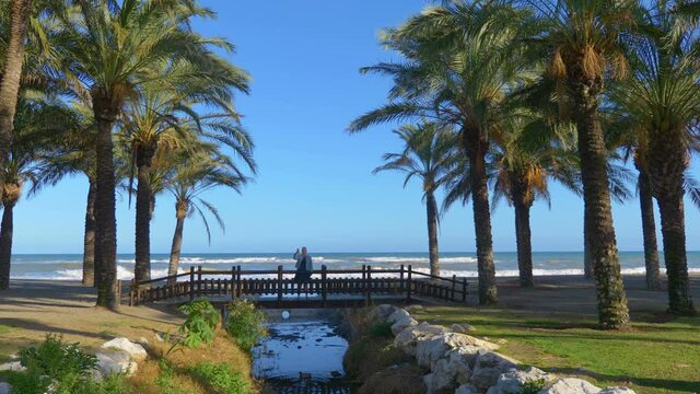 Woman taking selfie in Costa del sol in Spain in 4k slow motion 60fps
