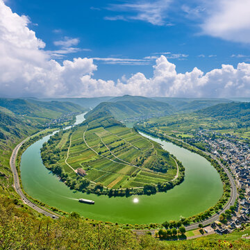 Moselle River Bend Near Bremm Town, Germany