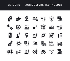 Set of simple icons of Agriculture Technology