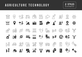 Set of simple icons of Agriculture Technology