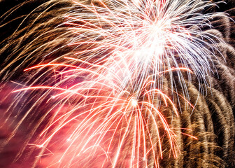 Beautiful fireworks in night sky for New Year