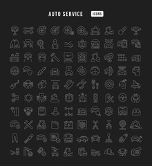 Set of linear icons of Auto Service