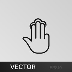 Fingers, gesture, hand, tap, three outline icons. Can be used for web, logo, mobile app, UI, UX