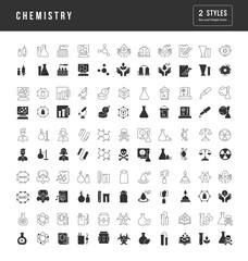 Set of simple icons of Chemistry