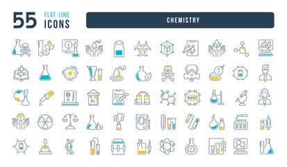 Set of linear icons of Chemistry