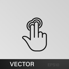 Double, fingers, gesture, hand, tap, three outline icons. Can be used for web, logo, mobile app, UI, UX